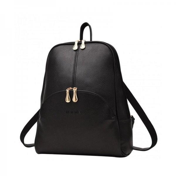 WOMEN BAGS BACKPACK PURSE PU LEATHER ZIPPER BAGS CASUAL BACKPACKS SHOULDER BAGS - BLACK