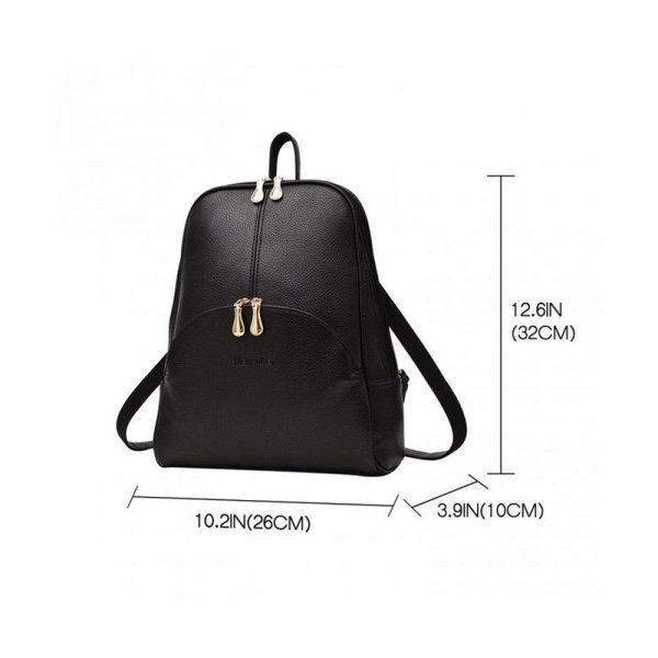 WOMEN BAGS BACKPACK PURSE PU LEATHER ZIPPER BAGS CASUAL BACKPACKS SHOULDER BAGS - BLACK - Image 3